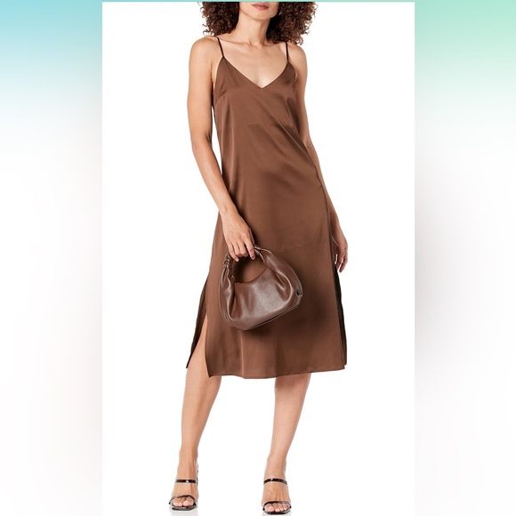 The Drop Women's Ana Silky V-Neck Midi Slip Dress - Picture 1 of 3